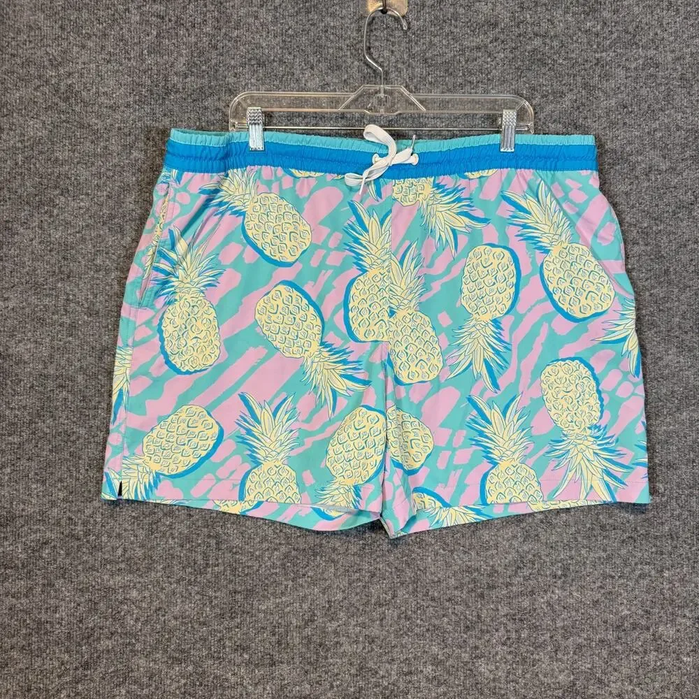 Chubbies Shorts Swim Trunks Mens 2XL‎ XXL Blue Pineapple Print Casual Stretch